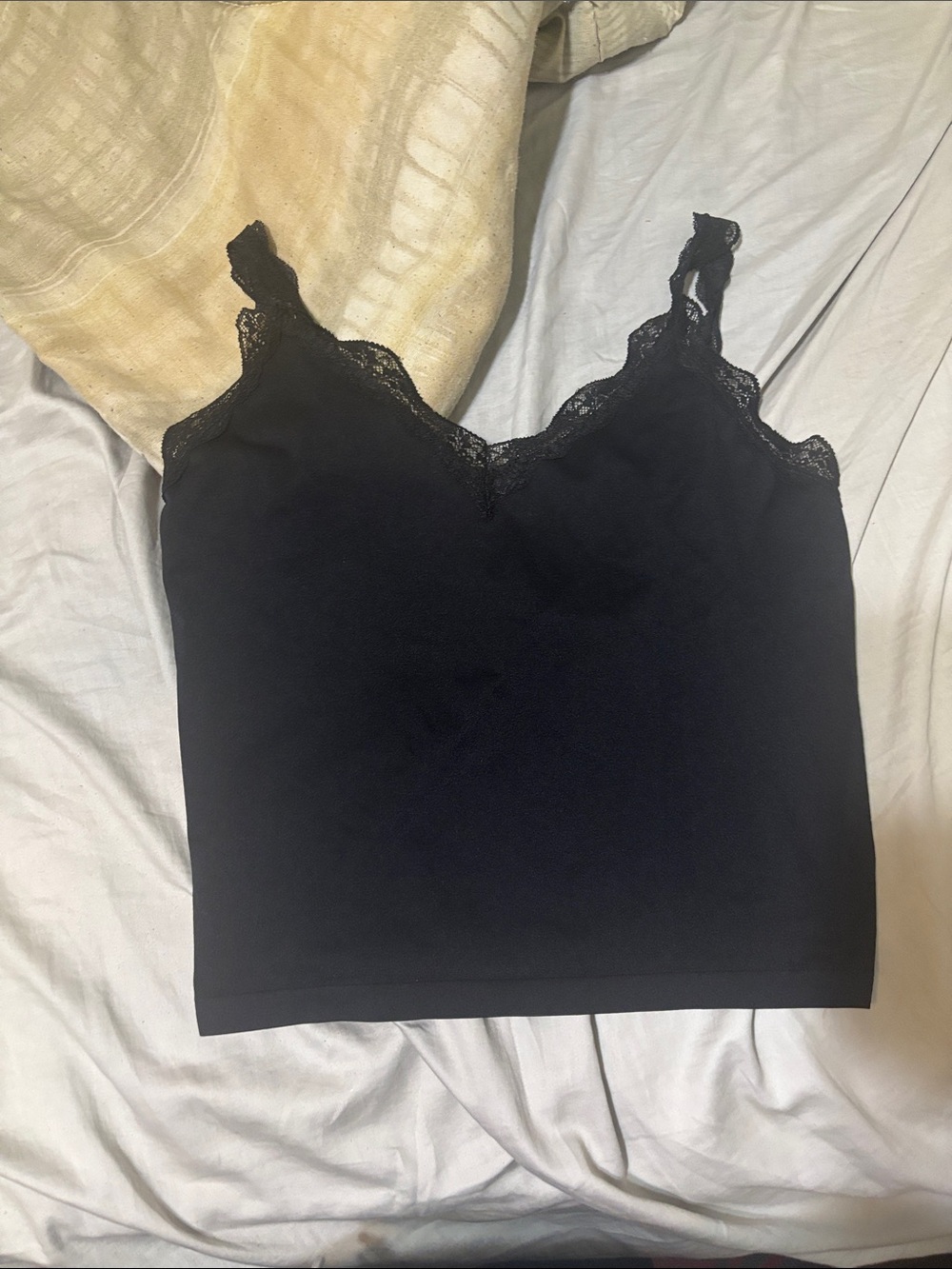 wild fable Black Lace-Trim Camisole
